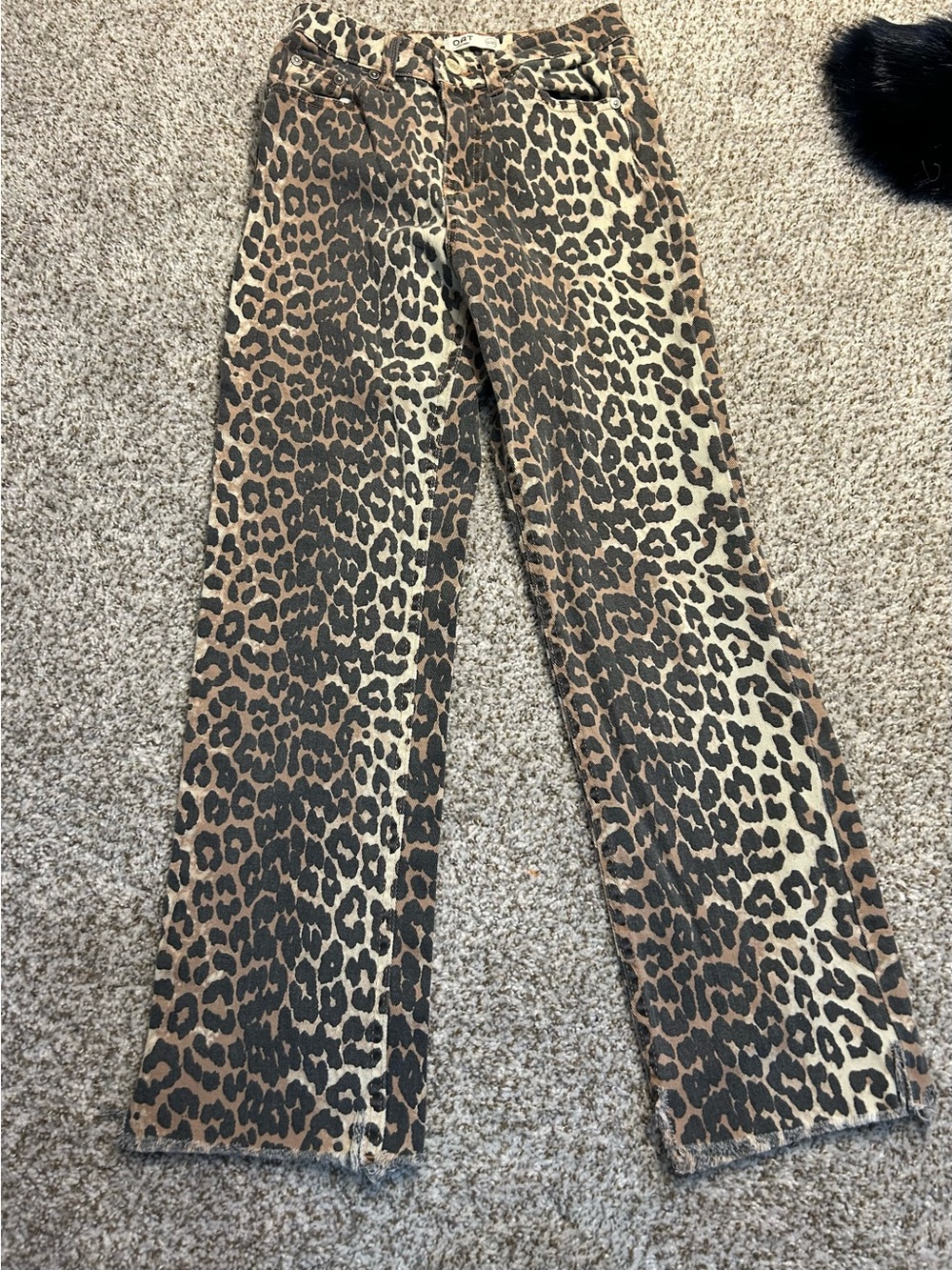 Oat New York Leopard-Print Wide-Leg Jeans — Brown & Black